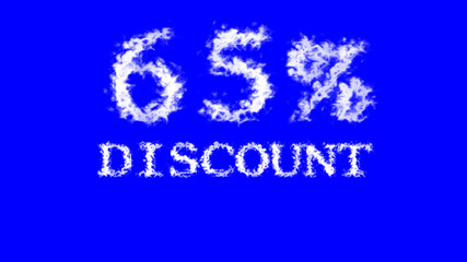 65% discount cloud text effect blue isolated background. animated text effect with high visual impact. letter and text effect. 