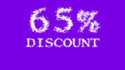 65% discount cloud text effect violet isolated background. animated text effect with high visual impact. letter and text effect. 