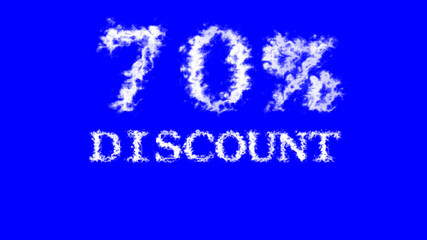 70% discount cloud text effect blue isolated background. animated text effect with high visual impact. letter and text effect. 