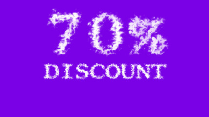 70% discount cloud text effect violet isolated background. animated text effect with high visual impact. letter and text effect. 