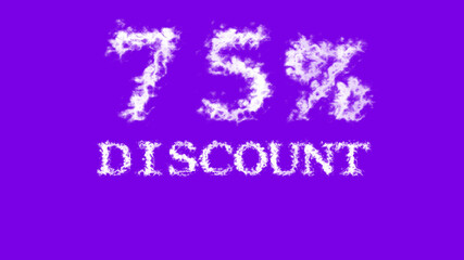 75% discount cloud text effect violet isolated background. animated text effect with high visual impact. letter and text effect. 
