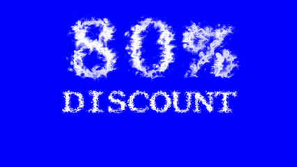 80% discount cloud text effect blue isolated background. animated text effect with high visual impact. letter and text effect. 
