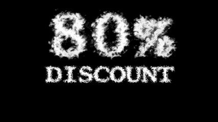 80% discount cloud text effect black isolated background. animated text effect with high visual impact. letter and text effect. 