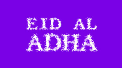 Eid Al Adha cloud text effect violet isolated background. animated text effect with high visual impact. letter and text effect. 