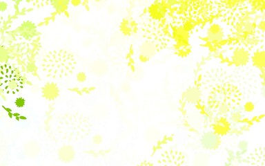 Light Green, Yellow vector doodle layout with flowers, roses.