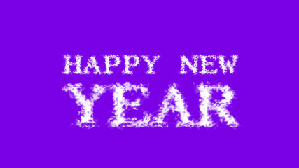 Happy New Year cloud text effect violet isolated background. animated text effect with high visual impact. letter and text effect. 