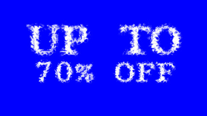 Up To 70% Off cloud text effect blue isolated background. animated text effect with high visual impact. letter and text effect. 