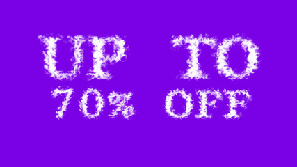 Up To 70% Off cloud text effect violet isolated background. animated text effect with high visual impact. letter and text effect. 