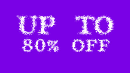 Up To 80% Off cloud text effect violet isolated background. animated text effect with high visual impact. letter and text effect. 