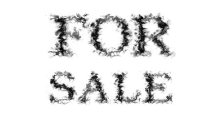 For Sale smoke text effect white isolated background. animated text effect with high visual impact. letter and text effect. 