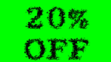 20% Off smoke text effect green isolated background. animated text effect with high visual impact. letter and text effect. 