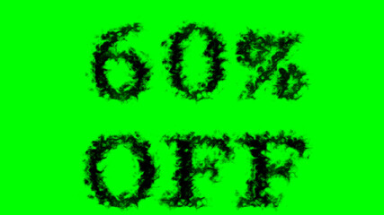 60% Off smoke text effect green isolated background. animated text effect with high visual impact. letter and text effect. 