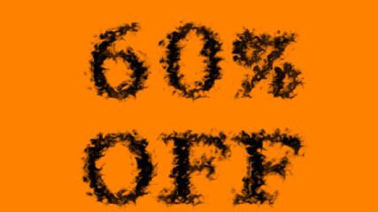 60% Off smoke text effect orange isolated background. animated text effect with high visual impact. letter and text effect. 