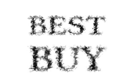 Best buy smoke text effect white isolated background. animated text effect with high visual impact. letter and text effect. 
