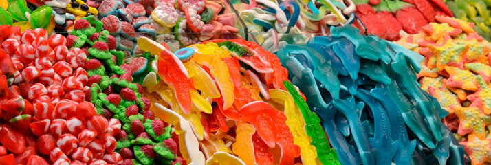 Colorful oriental sweets on the counter