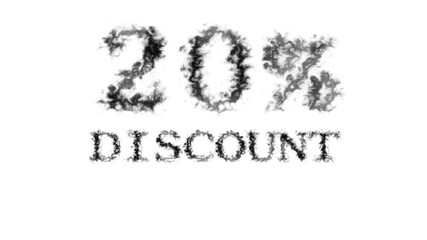 20% discount smoke text effect white isolated background. animated text effect with high visual impact. letter and text effect. 