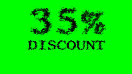 35% discount smoke text effect green isolated background. animated text effect with high visual impact. letter and text effect. 