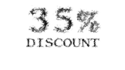 35% discount smoke text effect white isolated background. animated text effect with high visual impact. letter and text effect. 
