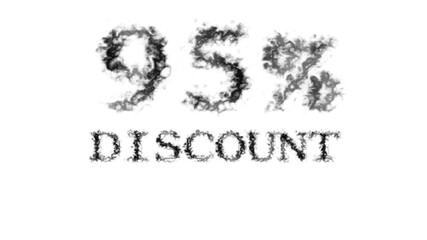 95% discount smoke text effect white isolated background. animated text effect with high visual impact. letter and text effect. 