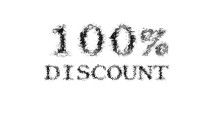 100% discount smoke text effect white isolated background. animated text effect with high visual impact. letter and text effect. 