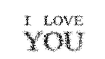 I Love You smoke text effect white isolated background. animated text effect with high visual impact. letter and text effect. 