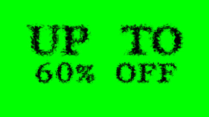 Up To 60% Off smoke text effect green isolated background. animated text effect with high visual impact. letter and text effect. 