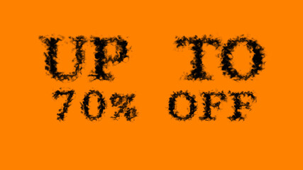 Up To 70% Off smoke text effect orange isolated background. animated text effect with high visual impact. letter and text effect. 