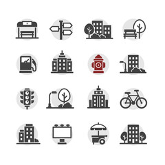 city infrastructure icons vector set