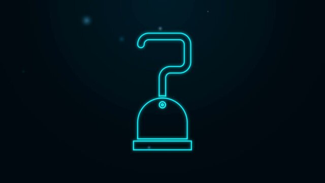 Glowing neon line Pirate hook icon isolated on black background. 4K Video motion graphic animation