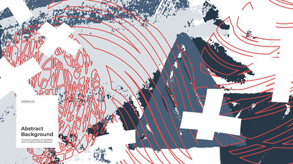 Naklejka premium Abstract background illustration. Colorful lines, spots, dots and paint strokes. Decorative wallpaper, backdrop. Hand drawn texture, decor elements and shapes. Eps10 vector.