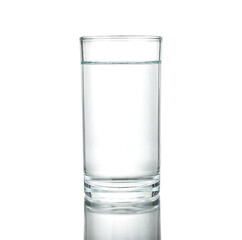 water on a transparent glass isolated white background