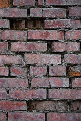 old broken brick wall red