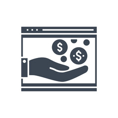 Income Related Vector Glyph Icon. Isolated on White Background. Vector Illustration.