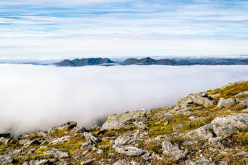 Cloud inversion in Scottish Highlands seen from Ben Lui.