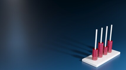 Blue background with a white abacus on the bottom right corner - 3D rendering illustration