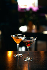 alcoholic cocktails at the bar restaurant