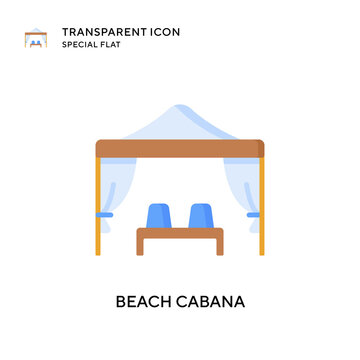 Beach Cabana Vector Icon. Flat Style Illustration. EPS 10 Vector.