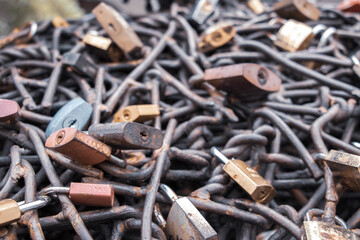 padlocks closed on iron chain