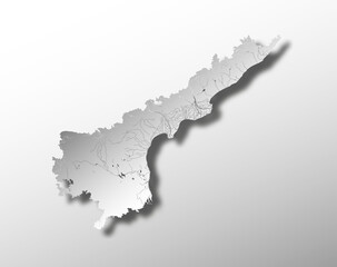 India states - map of Andhra Pradesh with paper cut effect. Rivers and lakes are shown. Please look at my other images of cartographic series - they are all very detailed and carefully drawn by hand W