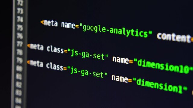 The program text moves on the computer screen. Macro shooting of computer display