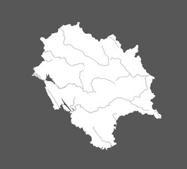 India states - map of Himachal Pradesh. Hand made. Rivers and lakes are shown. Please look at my other images of cartographic series - they are all very detailed and carefully drawn by hand WITH RIVER