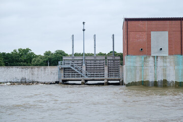 Flood Gate on Orleans outfall canal in New Orleans, Louisiana, USA