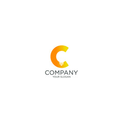 Vector illustration of letter C and light bulb logo. suitable for creative business
