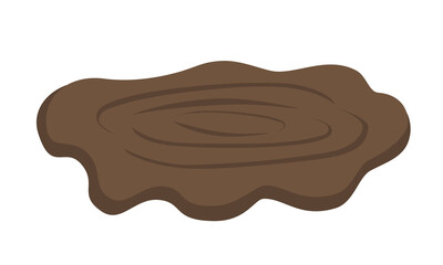 Puddle of mud isolated on white background. Vector illustration in flat cartoon style