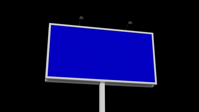 Billboard trivision switches backgrounds from green screen to blue screen and transparent. Looped seamless video. Luma Matte Transition. Chrome key