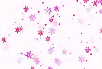 Light Blue, Red vector background with xmas snowflakes.