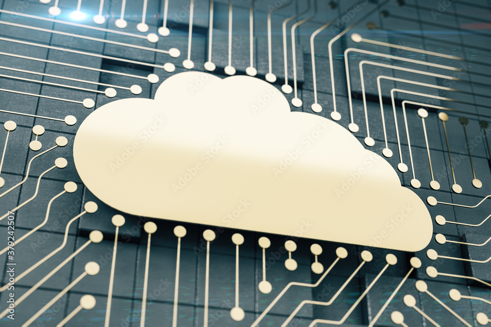 Aufkleber Cloud computing icon and connection points.