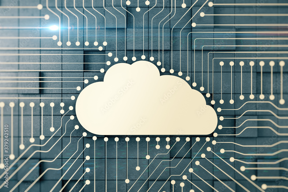 Aufkleber Abstract digital circuit cloud with connection points.