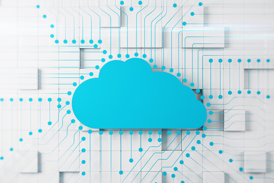 Abstract blue digital circuit cloud