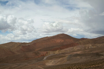 Desert landscape. View of the road across the arid mountains. 